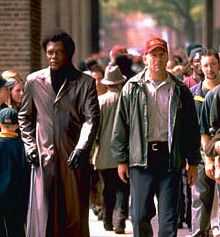 Bruce Willis and Samuel L. Jackson in "Unbreakable"