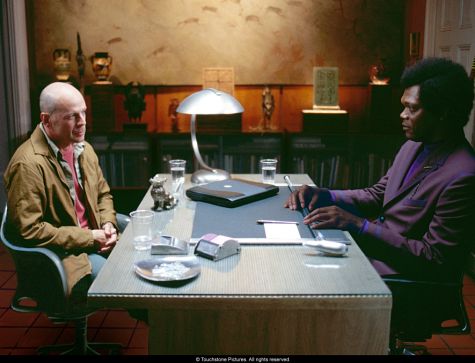 Bruce Willis and Samuel L. Jackson in "Unbreakable"