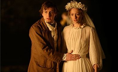 Judy Greer and an unidentified actor in "The Village"